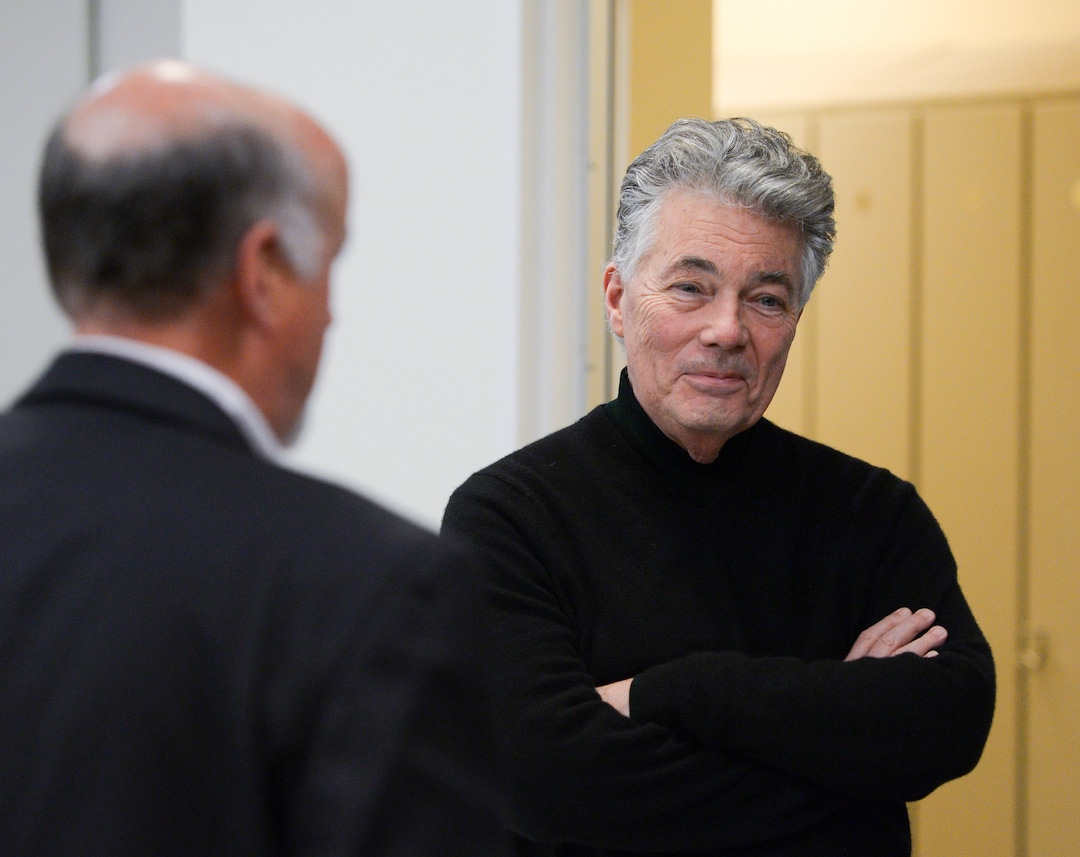 (Leah Hogsten  |  The Salt Lake Tribune) Chris Lino, managing director of Pioneer Theatre Company, left, talks with Larry Carpenter, director of the upcoming production of “Twelfth Night,” Tuesday, March 20, 2018.