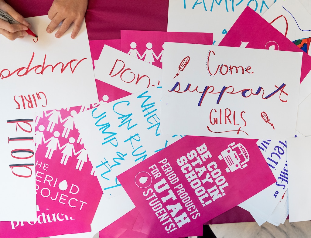 (Leah Hogsten | The Salt Lake Tribune) Over 100 people attended Wednesday's rally sponsored by The Period Project to urge Utah legislators to provide free menstrual products in the bathrooms of every public school in Utah, Nov. 17, 2021 at the Capitol. 