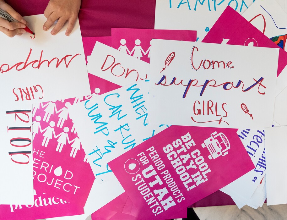 (Leah Hogsten | The Salt Lake Tribune) Over 100 people attended Wednesday's rally sponsored by The Period Project to urge Utah legislators to provide free menstrual products in the bathrooms of every public school in Utah, Nov. 17, 2021 at the Capitol.
