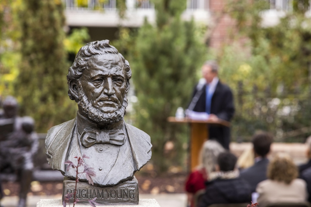 (The Church of Jesus Christ of Latter-day Saints) A bust of Brigham Young at the Brigham Young Family Cemetery in Salt Lake City on Oct. 22, 2022. The cemetery in the Avenues has been rededicated after an extensive renovation.