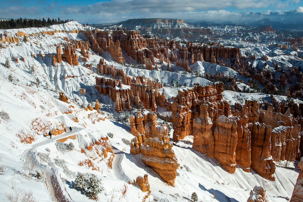 (Rick Egan | The Salt Lake Tribune)  Hikers make their way down the Navajo Trail, in Bryce Canyon on Sunday, Feb. 14, 2021.