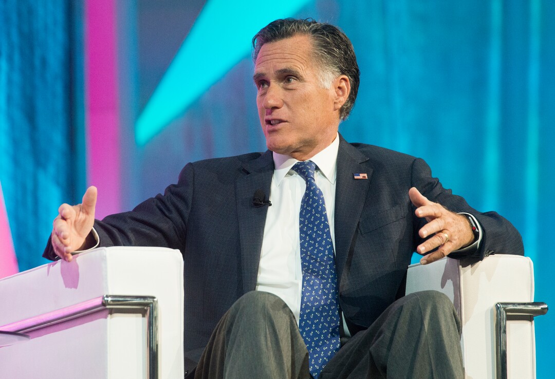 (Rick Egan  |  The Salt Lake Tribune)   Mitt Romney speaks at the Tech Summit at the Salt Palace Convention Center,  Friday, January 19, 2018.