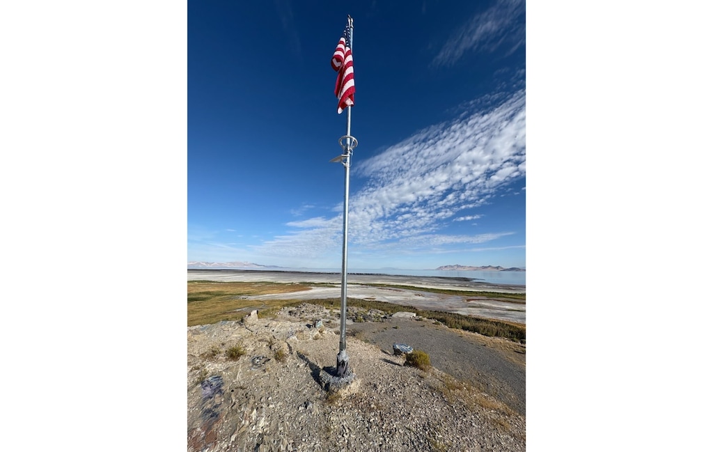 (Utah Division of Forestry, Fire and State Lands) State officials found an unpermitted flag pole installed on Utah's landmark Black Rock near the Great Salt Lake during the week of Sept. 15 and are still investigating who placed it there.