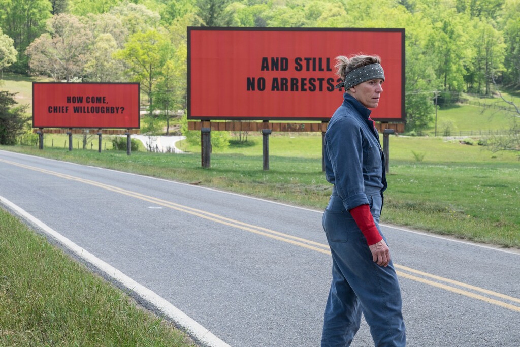 This image released by Fox Searchlight shows Frances McDormand in a scene from "Three Billboards Outside Ebbing, Missouri." (Fox Searchlight via AP)
