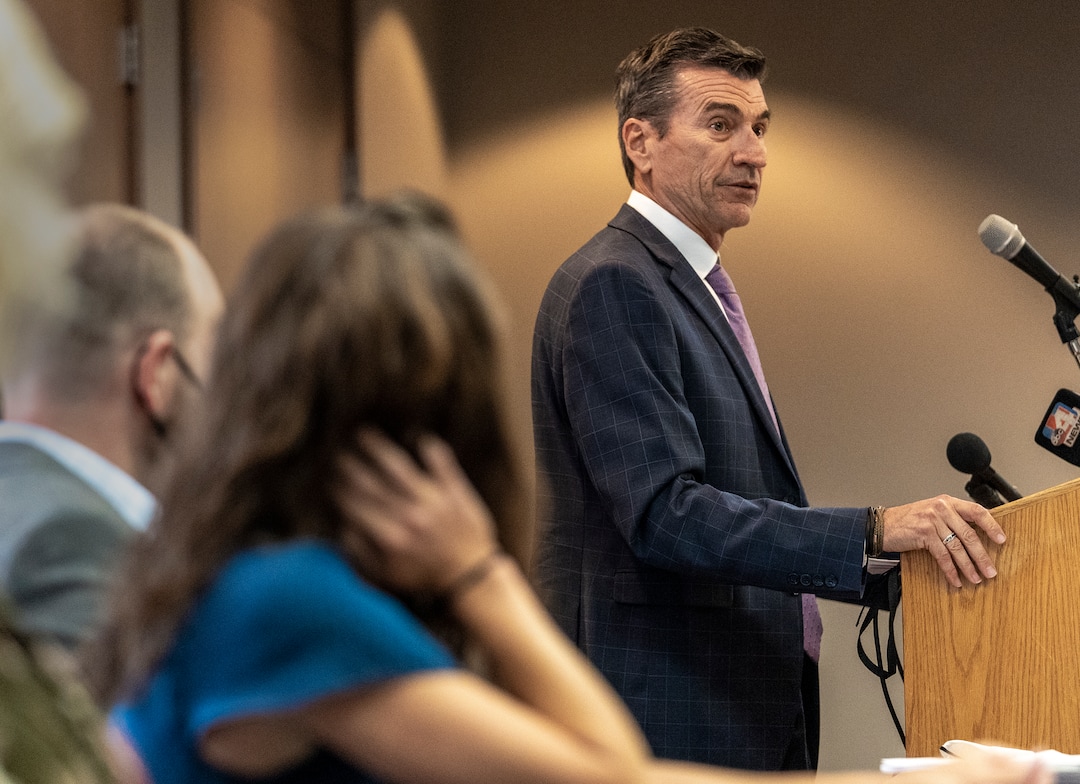 (Leah Hogsten | The Salt Lake Tribune) Greg Skordas will represent a group of Utah parents is suing the state for its ban on school districts enacting their own mask mandates which they say leaves their kids unnecessarily unprotected and at-risk from COVID-19 in the classroom, Aug. 23, 2021. The filing in 3rd District Court includes 12 parents representing 15 students across the school districts of Salt Lake County.