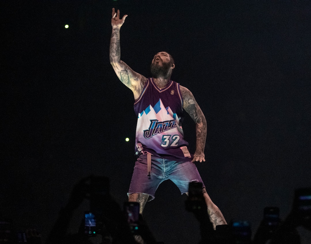(Leah Hogsten | The Salt Lake Tribune) Post Malone performs at Vivint Arena in Salt Lake City during his Twelve Carat Tour, Nov. 1, 2022. 