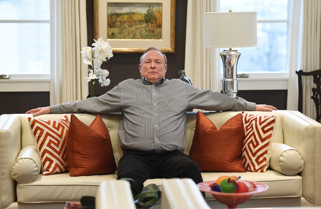 (Francisco Kjolseth  |  The Salt Lake Tribune)  Striking a pose at his home in the Avenues, State Senator Jim Dabakis has been rehearsing for a telling his life story in a one-man show this Saturday and Sunday at Salt Lake Acting Company. He says it's a reaction to all the politicians who poll and focus-group their messages and avoid their constituents by not holding town hall meetings.