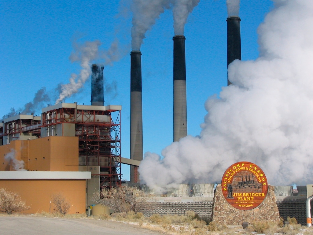 (Jeff Gearino | The Casper Star-Tribune via AP)

In this Nov. 29, 2006, photo, steam rises from the huge boiler units at the coal-fired Jim Bridger Power Plant east of Rock Springs, Wyo.