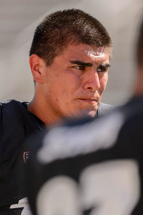 Trent Nelson | The Salt Lake Tribune
University of Utah football player Kylie Fitts (No. 11), at practice in Salt Lake City, Friday August 14, 2015.