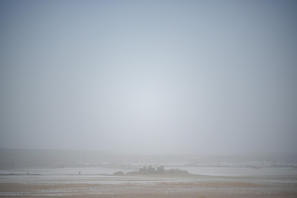 (Trent Nelson  |  The Salt Lake Tribune) Dust blows over the Great Salt Lake on Monday, May 12, 2025.