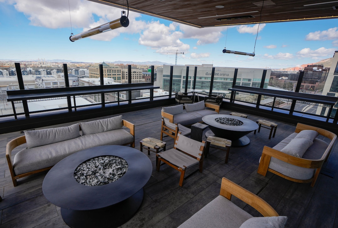 (Francisco Kjolseth | The Salt Lake Tribune) A new residential and hospitality center known West Quarter, located at 100 South and 300 West in Salt Lake City, opened on Wednesday, April 19, 2023. It includes 240 luxury apartments in a tower called The Charles and 272 guest rooms spread over two hotels, Le Meridien and Element, along with several restaurants and soon-to-be opened retail outlets at ground level.