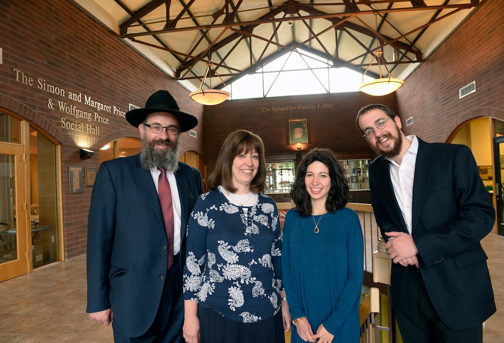 (Al Hartmann | The Salt Lake Tribune)
Rabbi Benny Zippel, left, wife Sharonne Zippel, Sheina Zippel and her husband, Rabbi Avremi Zippel, at the Chabad office in Salt Lake City on Friday, May 11, 2018. Chabad Lubavitch synagogue is celebrating its 25th anniversary in Utah.