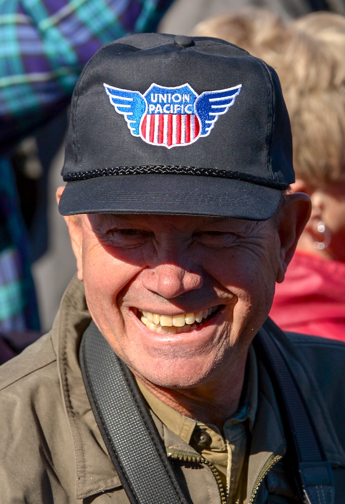 Leah Hogsten  |  The Salt Lake Tribune  Jim Bergant of Louisville, Kentucky watches the meeting of the two Union Pacific steam engines with fellow members of the National Railway Historical Society, that is holding its annual convention in Salt Lake City this week. In celebration for the 150th anniversary of the transcontinental railroadÕs completion, Union Pacific's iconic steam locomotives, Living Legend No. 844 and Big Boy No. 4014 met at Ogden Union Station, May 9, 2019. 
