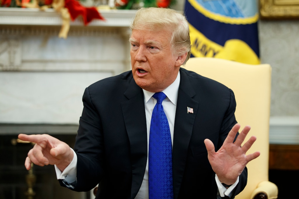 (Evan Vucci  |  AP file photo) In this Dec. 11, 2018, file photo, President Donald Trump speaks during a meeting in the Oval Office of the White House, in Washington. Legislation to ease federal sentencing laws is pitting conservatives against each other as President Donald Trump looks to score a major legislative win before the end of the year.