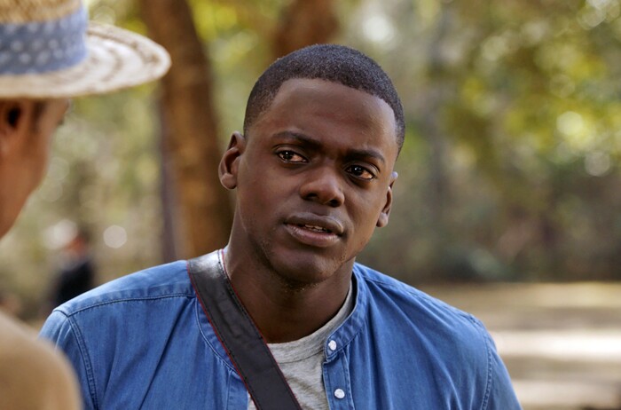 This image released by Universal Pictures shows Daniel Kaluuya in a scene from, "Get Out." On Monday, Dec. 11, 2017, he was nominated for a Golden Globe for best actor in a motion picture comedy or musical for his role in the film. The 75th Golden Globe Awards will be held on Sunday, Jan. 7, 2018 on NBC.  (Universal Pictures via AP)