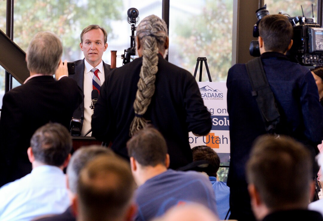 (Leah Hogsten  |  The Salt Lake Tribune)  Rep. Ben McAdams on Friday said that while he will not prejudge the outcome of the impeachment inquiry into President Donald Trump, a formal probe is necessary to determine the facts. McAdams’ Oct. 4, 2019 remarks came after a gathering at the Midvale Senior Center. He began the event with a brief statement on the impeachment inquiry and declined to take questions before pivoting to the scheduled topic of the town hall: health and wellness.
