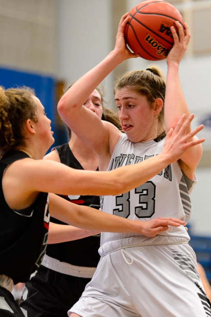 (Trent Nelson | The Salt Lake Tribune)  Riverton's Morgan Kane (33) as Riverton faces American Fork in the 6A High School Girls' Basketball Tournament at SLCC in Taylorsville, Tuesday Feb. 20, 2018.