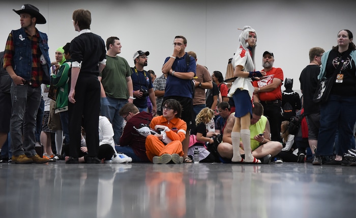 (Francisco Kjolseth  |  The Salt Lake Tribune)  Fans wait in line to attend the start of FanX Salt Lake Comic Convention at the Salt Palace in Salt Lake City Thursday, Sept. 6, 2018, during the three-day pop culture convention.