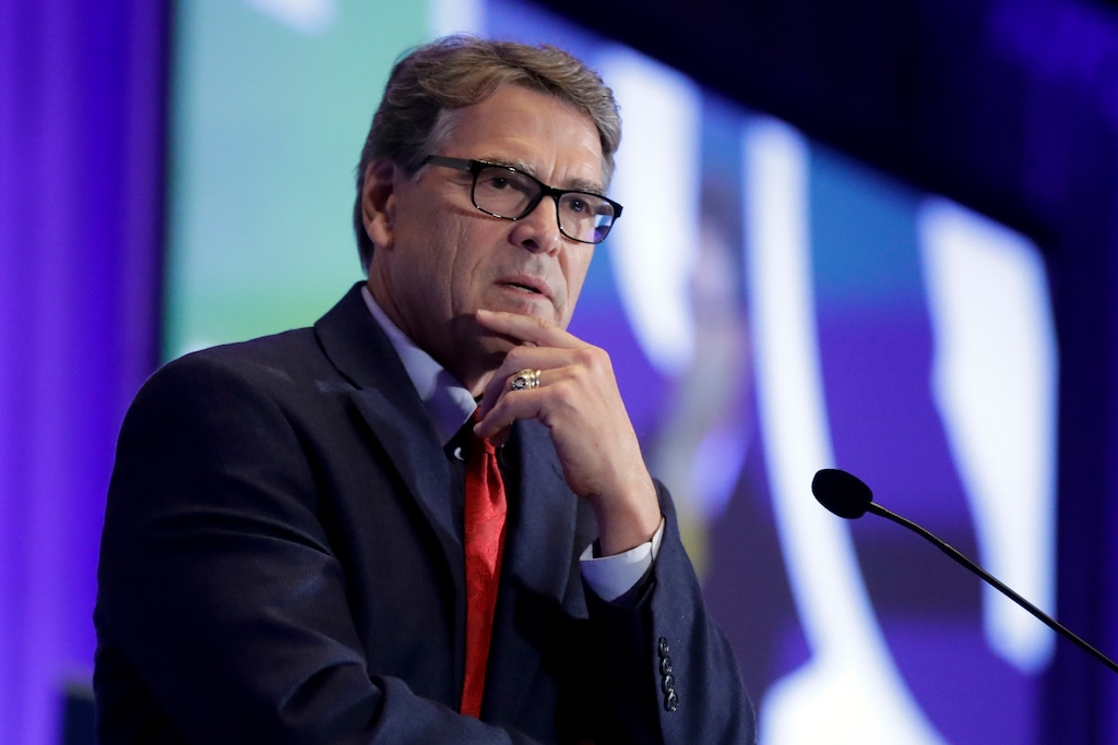 (Chris Carlson | AP file photo) Energy Secretary Rick Perry speaks at the California GOP fall convention in Indian Wells, Calif., Sept. 6, 2019. Perry pushed Ukraine’s president earlier in 2019 to replace members of a key supervisory board at Naftogaz, a massive state-owned petroleum company.