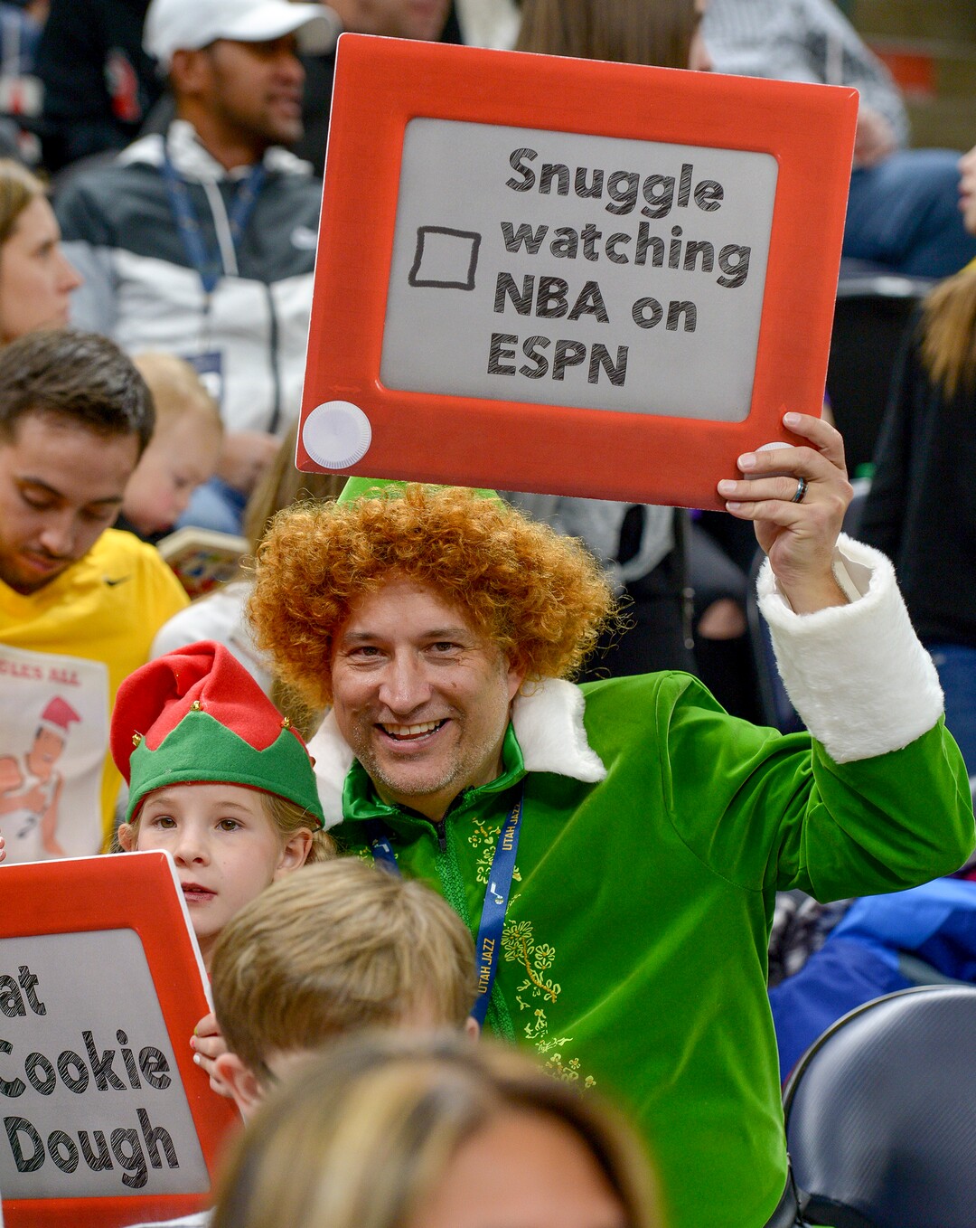 Leah Hogsten  |  The Salt Lake Tribune  Fans dressed in holiday fun filled the arena as the Utah Jazz hosted the Portland Trail Blazers Christmas night at Vivint Smart Home Arena.