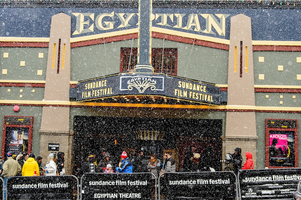 (Trent Nelson | Salt Lake Tribune file photo) Snow falls on the Egyptian Theatre on Park City's Main Street during the 2017 Sundance Film Festival. The festival is preparing for its return to in-person screenings in 2023, after two years of online-only screenings because of the COVID-19 pandemic.
