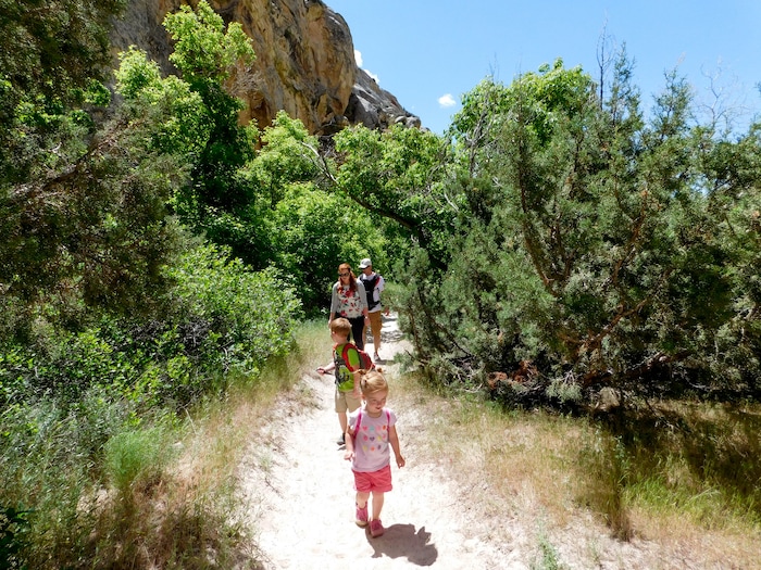 Erin Alberty  |  The Salt Lake TribuneA family enters Box Canyon on May 29, 2017 in Dinosaur National Monument.