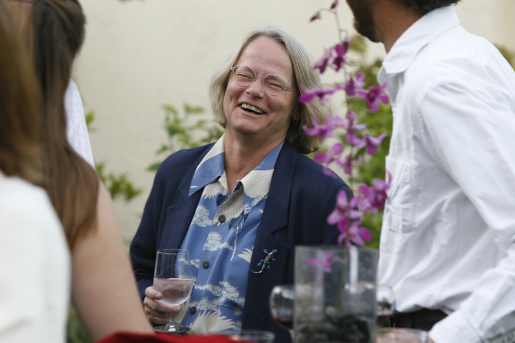 (Rick Egan  |  The Salt Lake Tribune) Peg McEntee, longtime Salt Lake Tribune and Associated Press reporter and editor, seen here at the commitment ceremony for Marina and Elenor Gomberg in 2009.