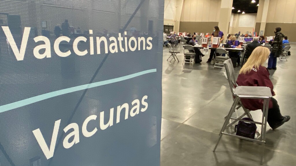 (Rick Egan | The Salt Lake Tribune)  Covid -19 vaccinations at the Mountain America Expo site in Sandy on Monday, March 8, 2021.
