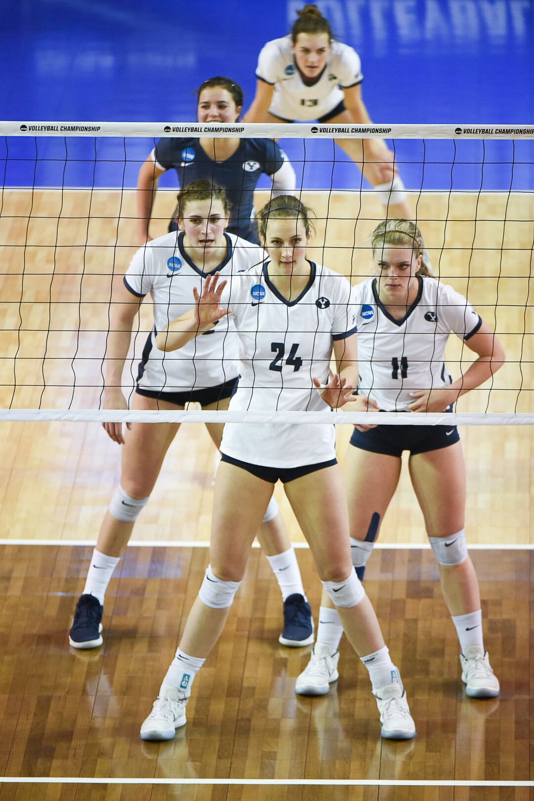 (Francisco Kjolseth  |  The Salt Lake Tribune)  BYU readies themselves against Florida in their NCAA Tournament Round of 16 match at Smith Fieldhouse, Friday, Dec. 7, 2018.