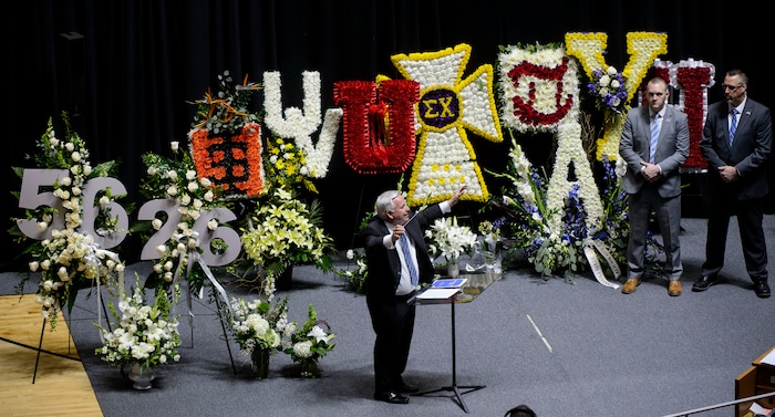 (Steve Griffin  |  The Salt Lake Tribune)  The Huntsman Center begins to fill up prior to funeral services for Jon Huntsman Sr. at the arena on the University of Utah campus in Salt Lake City Saturday February 10, 2018.