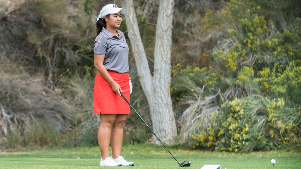 (Photo courtesy of Southern Utah University) Poy Prasurtwong of Thailand, shown playing for SUU, is the first-round leader in the Women's State Amateur at Logan Country Club.