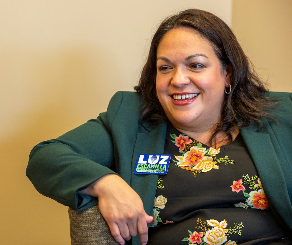 (Rick Egan  |  The Salt Lake Tribune)    Salt Lake City Mayoral candidate, Luz Escamilla talks about the challenges she has faced as as a Utah State Senator, in her campaign headquarters, Monday, Sept. 30, 2019.