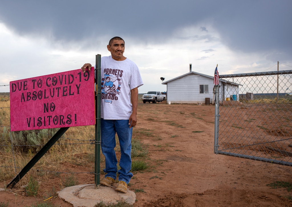 (Sharon Chischilly | The New York Times) Nathaniel Garcia is shown outside his home near Window Rock, Ariz., in 2020. The coronavirus has killed 1,233 people since the pandemic began.