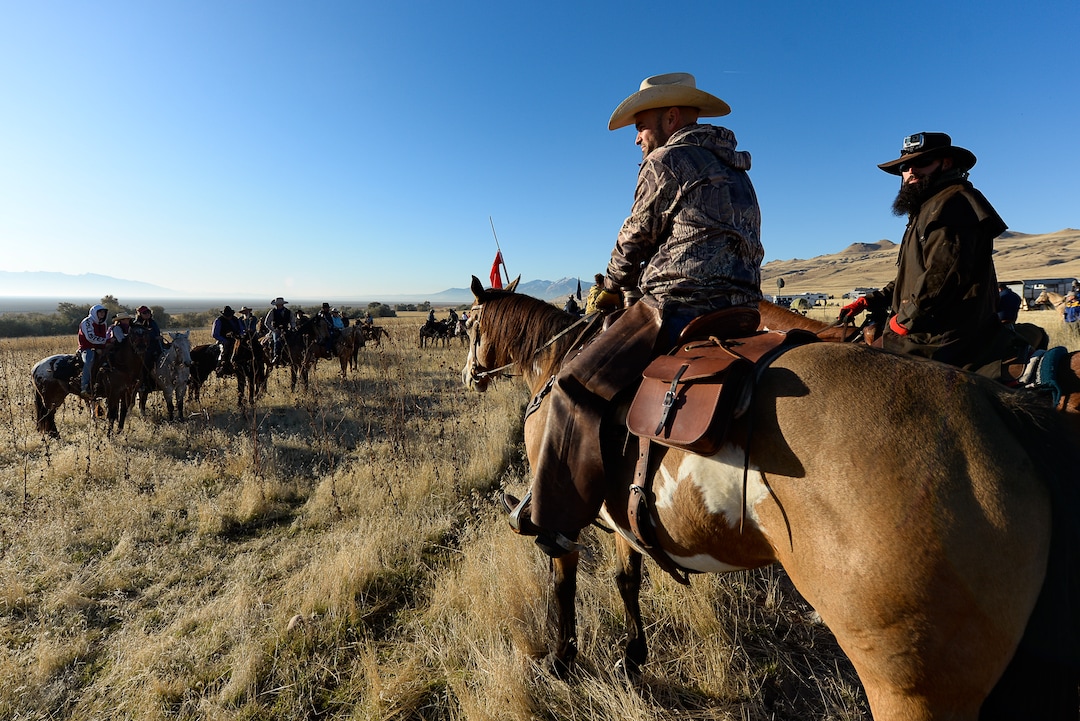 (Francisco Kjolseth  |  The Salt Lake Tribune)  Brothers Todd and Nathan Burgener get ready to ride in the 33rd annual Bison Roundup, Saturday, Oct. 26, 2019, on Antelope Island, a state park located near Syracuse in Davis County. Every year Utah wildlife and parks officials move the animals from across the island so they can be weighed, tagged and given health screenings.