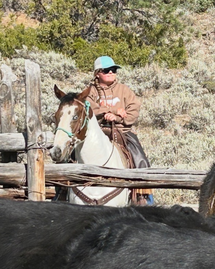 (Courtesy photo) Josee Wilkins rides her horse Honey in 2025 on Roundtop Mountain in Colorado.