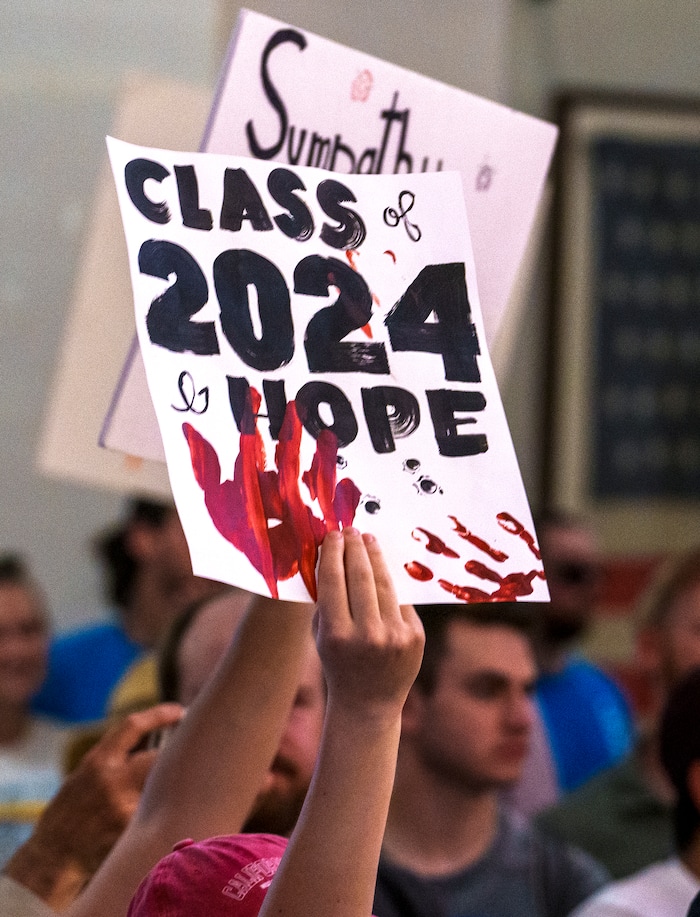 (Leah Hogsten | The Salt Lake Tribune) Hundreds of Utahns marched from West High School to the Capitol, Saturday, June 11, 2022, during the March For Our Lives SLC event. The march is in response to the most recent shootings in Uvalde, Buffalo and Tulsa to demand action from Utah legislators and congressmen to enact gun safety laws.