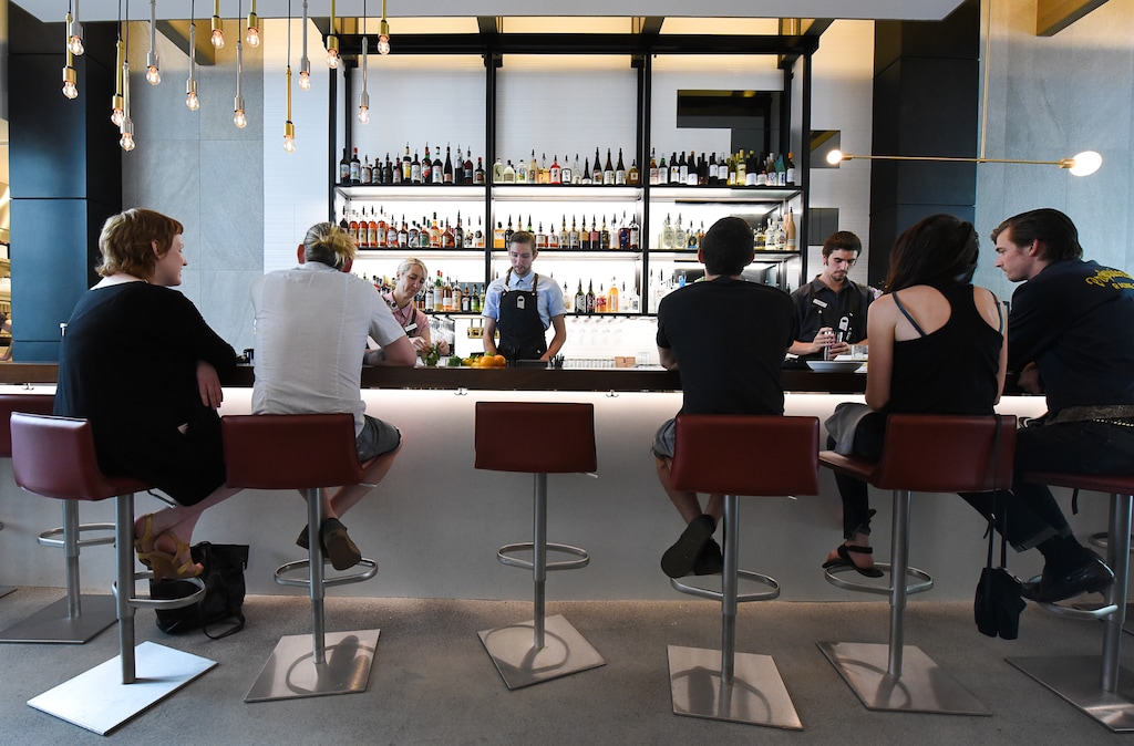 (Francisco Kjolseth | The Salt Lake Tribune) Post Office Place, a new bar by the same owners as Takashi next door, welcomes patrons on Tuesday, June 19, 2018. One of the main reasons Takashi and Tamara Gibo opened this downtown watering hole is so that patrons could have a drink while waiting for a seat at Takashi, where the wait can sometimes be an hour long and liquor laws don't allow cocktails unless you are seated.