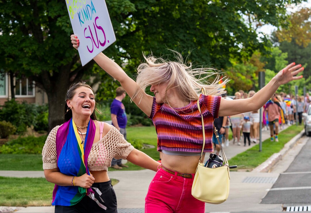 (Rick Egan | The Salt Lake Tribune) BYU students, friends and allies join in a Pride March from Joaquin Park to Kiwanis Park,  in Provo, on Monday, June 28, 2021.