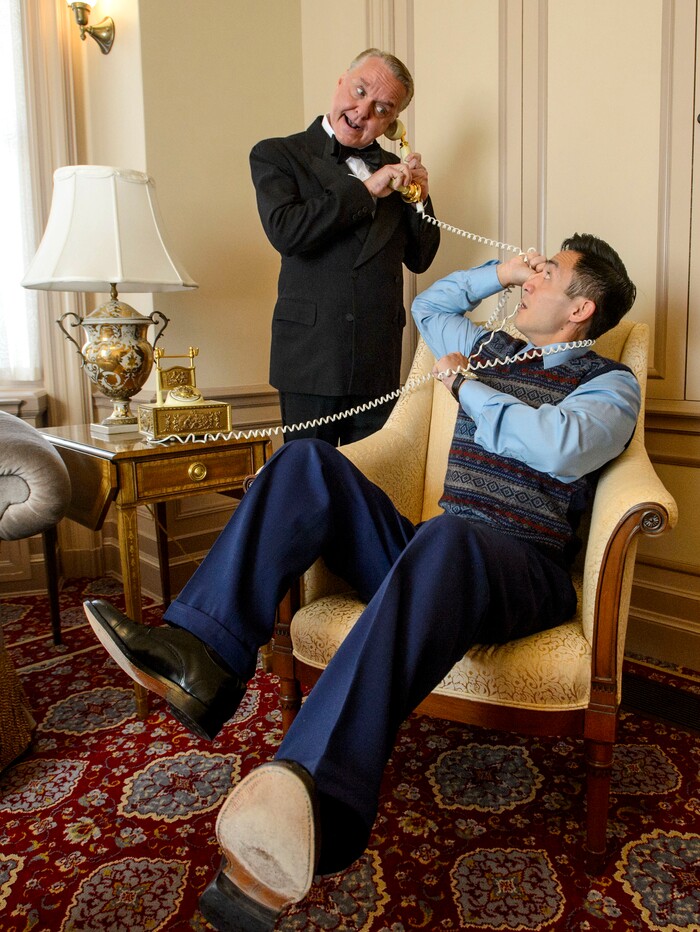 (Steve Griffin  |  The Salt Lake Tribune)  Andy Prosky and Hansel Tan during promotional photo shoot for Pioneer Theatre Company's "A Comedy of Tenors" at the Thomas S. Monson Center in Salt Lake City on Thursday, Oct. 5, 2017.