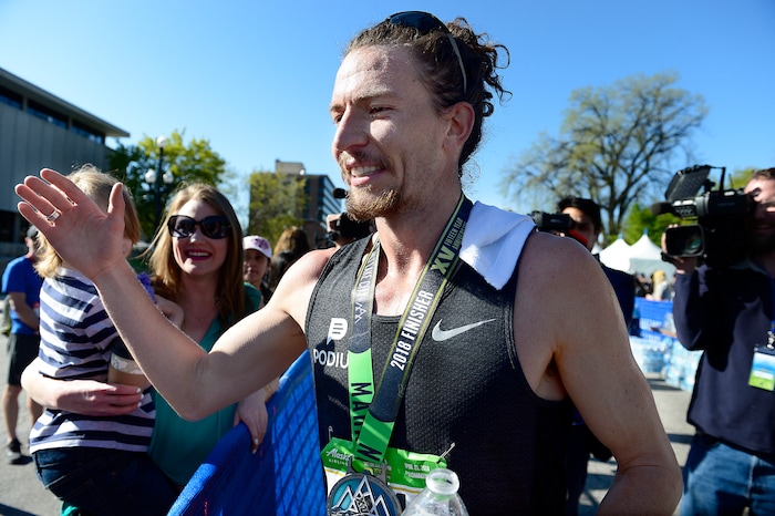 (Scott Sommerdorf | The Salt Lake Tribune)Travis Fuller of Provo, won the Salt Lake City marathon with a time of 2:27:53.03, Saturday, April 21, 2018.