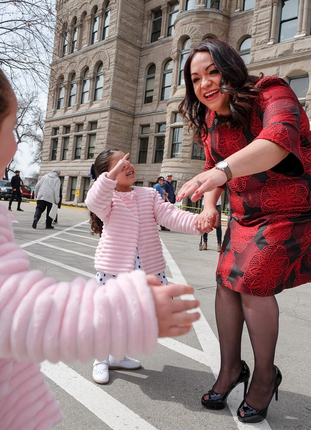 (Francisco Kjolseth  |  The Salt Lake Tribune)  Salt Lake City Sen. Luz Escamilla is delighter to see her daughters Cielo, 2, and Sol, 4, as she gets ready to launch her official campaign for city mayor from the steps of the Salt Lake City and County building on Tuesday, March 26, 2019. As the city grows and becomes more diverse, Escamilla says she would represent a number of overlooked communities, including the Latino population and the city’s west side. If elected, she would likely be the first ethnic minority mayor of Salt Lake City and would be only the third woman to hold the position.