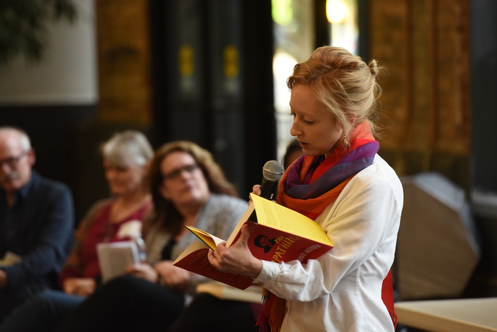 (Francisco Kjolseth  |  Tribune file photo) Catherine Weller of Weller Book Works reads a few paragraphs at a 2016 event, hosted by The Salt Lake Tribune, to mark the centennial of the Pulitzer Prize — the sort of large bookstore event that's not possible in the age of the coronavirus.