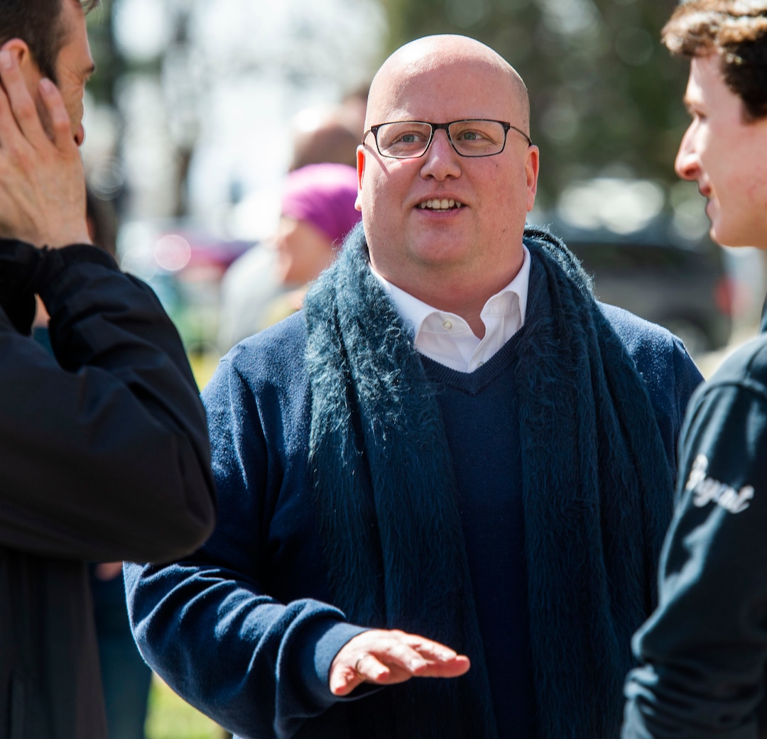 (Rick Egan  |  The Salt Lake Tribune)      Christian Harrison, launches his campaign  for Salt Lake City Mayor outside Salt Lake City Hall, Wednesday, March 20, 2019.
