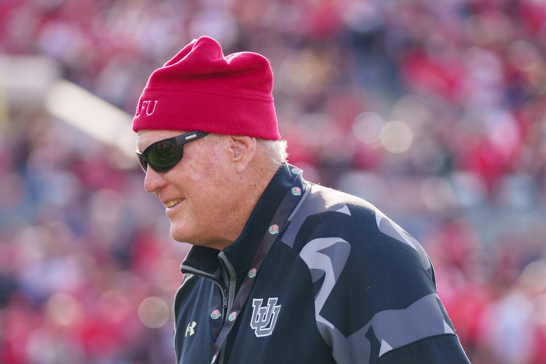 (Trent Nelson  |  The Salt Lake Tribune) Ron McBride on the sideline as the Utah Utes face the Ohio State Buckeyes at the Rose Bowl in Pasadena, Calif., on Saturday, Jan. 1, 2022.