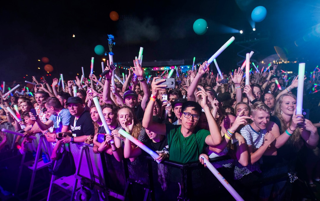 (Rick Egan  |  The Salt Lake Tribune) The crowd cheers as Imagine Dragons take the stage at the LoveLoud Festival at Brent Brown Ballpark at UVU campus, Saturday, August 26, 2017.