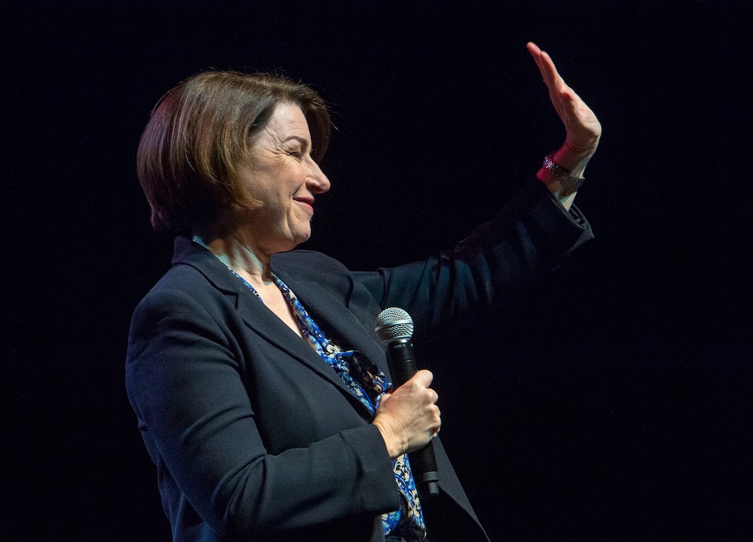 (Rick Egan  |  The Salt Lake Tribune) Amy Klobuchar speaks at a campaign rally in Salt Lake City on Monday March 2, 2020. She dropped out of the presidential race shortly after the event.