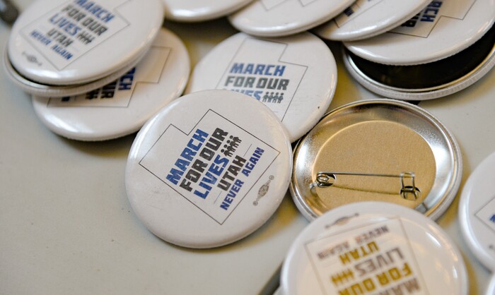 (Francisco Kjolseth  |  The Salt Lake Tribune) March for Our Live Utah sign up people during a rally at the Utah Capitol for a mid-session report card for Utah legislators based on their voting records on the progress of gun violence and public safety bills on Saturday, Feb. 15, 2020. The rally took place the day after the anniversary of the shooting at Stoneman Douglas high school in Parkland, FL.