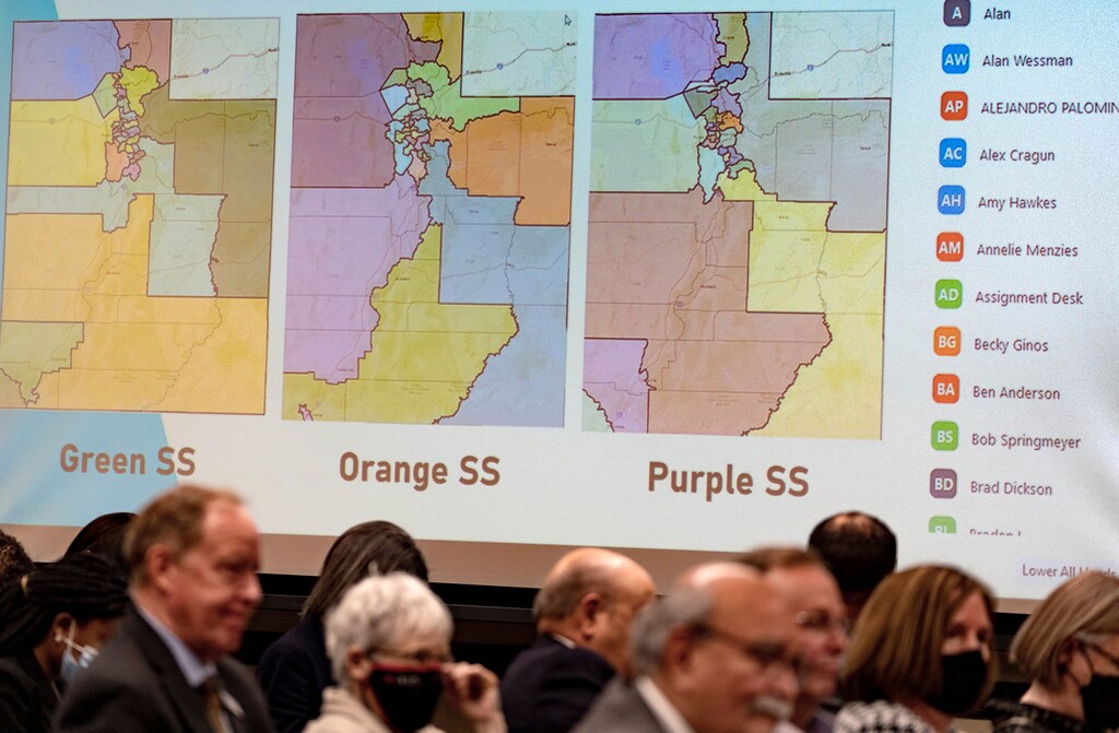 (Francisco Kjolseth | The Salt Lake Tribune) The independent redistricting commission presents their map proposals to the Legislature at the Capitol in Salt Lake City on Monday Nov. 1, 2021.