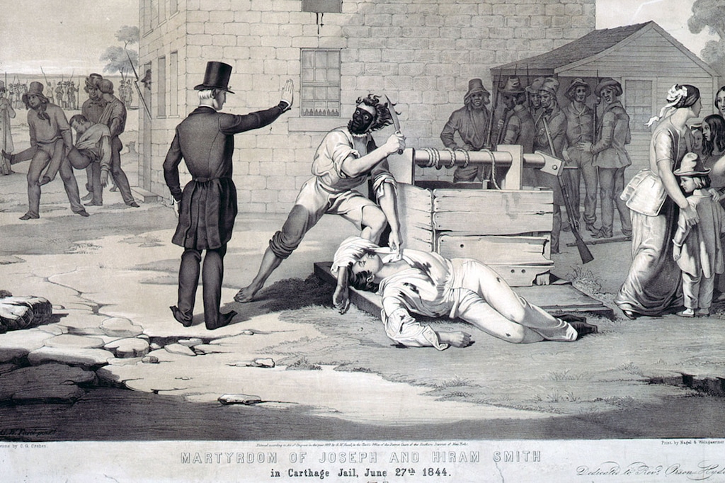 (Library of Congress) A lithograph by artist C.G. Crehen of the slayings at Carthage.