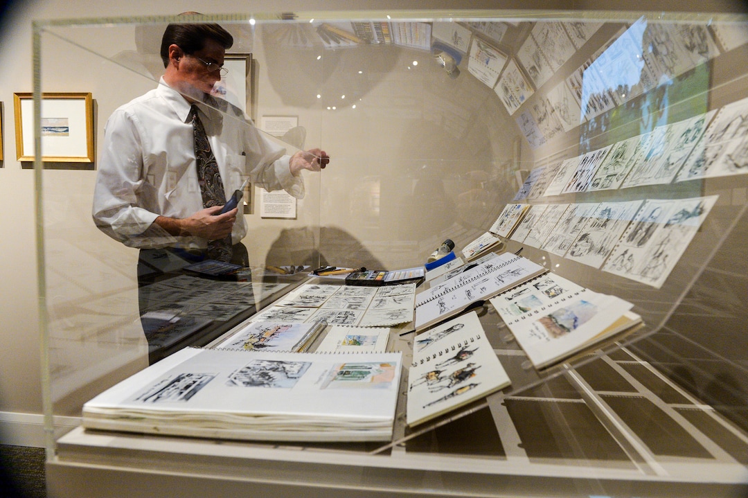 Leah Hogsten  |  The Salt Lake Tribune  Church History Museum conservator Scott Simkins secures a display box full of sketches, watercolors and brushes belonging to Henry Eyring. Eyring's extensive watercolor collection is on display now through January 21, 2019 at the Church History Museum. The collection, titled: “A Visual Journal: The Artwork of Henry B. Eyring,” reveals Eyring's memories with family, friends and trips. Eyring is second counselor in the First Presidency of The Church of Jesus Christ of Latter-day Saints.  